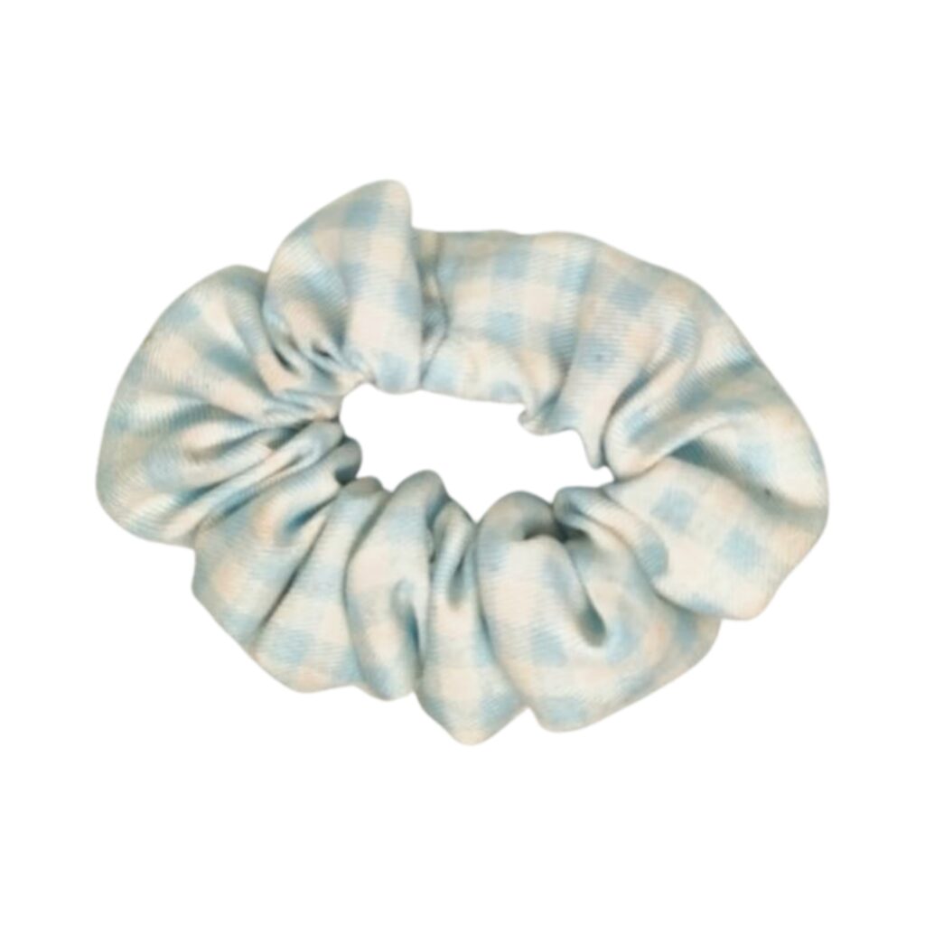 Light Blue Gingham Scrunchie